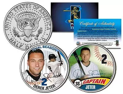 $12.95 • Buy DEREK JETER * Final Season & Captain * Colorized JFK Half Dollar U.S. 2-Coin Set