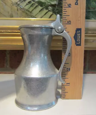 Vintage Metal Syrup Dispenser Hinged Handle Creamer Mini Pitcher Silver Tone • $12.74