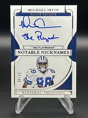 2021 Panini National Treasures Notable Nicknames Auto Michael Irvin /49 Cowboys • $33