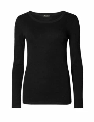 £2.49 • Buy Women Ladies Long Sleeve Stretch Plain Round Scoop Neck T Shirt Top Assorted