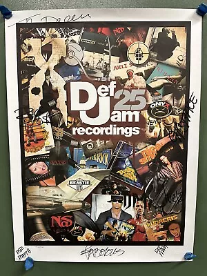 Signed Def Jam 25th Poster Method Man Redman Rick Ross Fabulous Ghostface Wu • $110