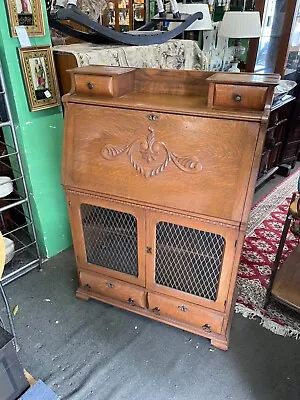 Victorian Secretary Desk Oak Circa 1900 • $500