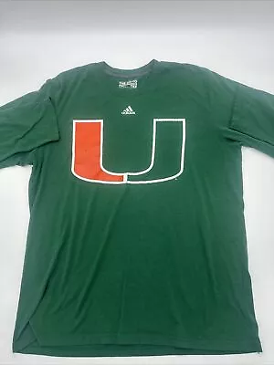 Miami Hurricanes Long Sleeve Shirt Men X-Large Green Adidas….#1120 • $5.70