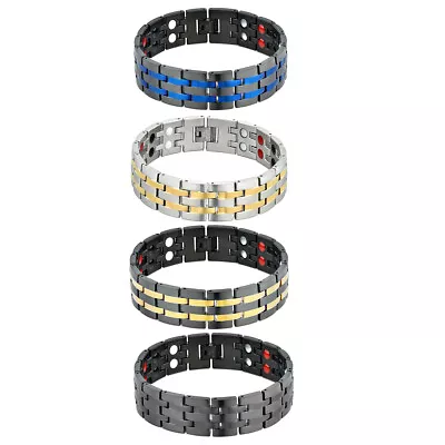 Mens Magnetic 15MM Wide Bracelet Stainless Steel Bangle With Link Remove Tool • $15.99