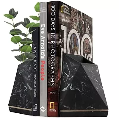 BDECOR Book Ends Decorative Marble Style Bookends For Shelves Heavy Books [N... • $55.78