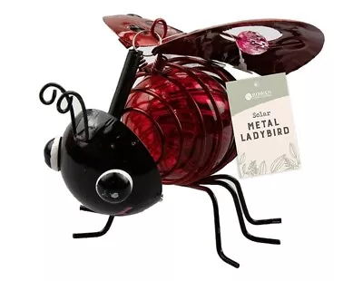 Solar Powered Metal Hanging Ladybug And Bee Outdoor Garden Decor • £8.99