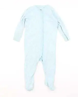 Matalan Girls Blue Floral Cotton Babygrow One-Piece Size 12-18 Months Snap • £3