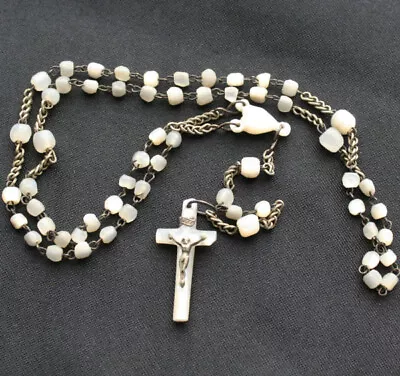 Vintage Faceted Mother Of Pearl Beads Rosary • $34.99