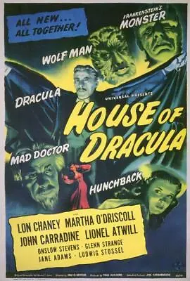 HOUSE OF DRACULA Movie POSTER 27 X 40 Lon Chaney Jr. Martha O'Driscoll A • $24.95