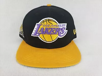 Los Angeles Lakers New Era Hardwood Classic Snapback Hat Cap 9fifty Black Yellow • $13.50