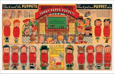 Marshall Field Co. Funny Paper Puppets (classic Comics) Poster - Vintage Reprint • $24.95