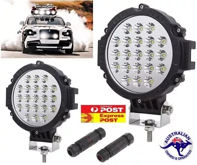 2x 7 Inch Round LED Spot Lights Driving Off Road Fog Lamp 4WD-UTE Black 120w • $109.95