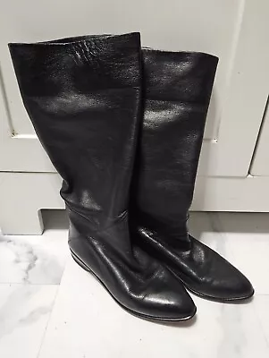 Vintage Bertie Black Leather Boots 37.5 US 7 Soft Made In Italy GUC  • $24.99