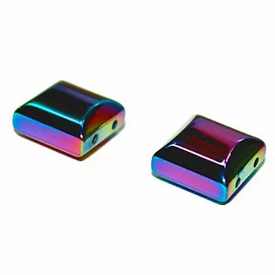 Magnetic Multi Color Rainbow Square Beads 2 Hole Spacer Bead 10x10mm 15 Pcs Hr15 • $11.99