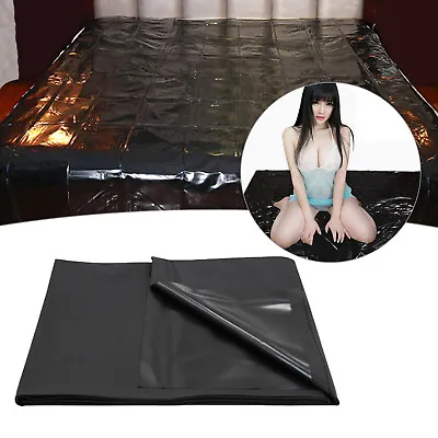 Black PVC Bed Sheet Full Size Single /Queen /King Waterproof Bedding 130cmx220cm • £10.45