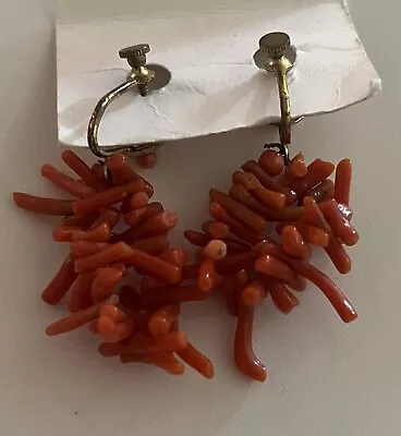 Vintage Coral Branch Cluster Earrings Screwback • $29.99