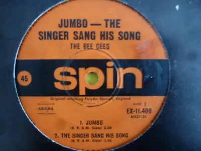 *THE BEE GEES-V RARE EP  Jumbo-The Singer Sang His Song    7 Vinyl Record 45rpm • $185