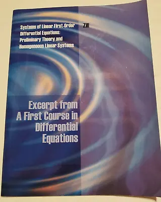 $9.50 • Buy Excerpts From A First Course In Differential Equations By Zill