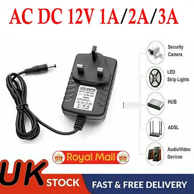 12V 1A 2A AC/DC UK Power Supply Adapter Safety Charger For LED Strip CCTV Camera • £7.70