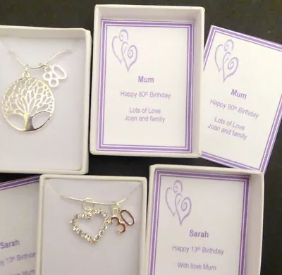 £6.99 • Buy Tree Of Life Or Heart 13th 16th 18th 21st Birthday Necklace Gift OR A-Z Initials