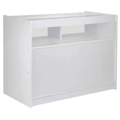 £299.99 • Buy Retail 1/4 Glass Shelf Counter Shop Showcase Display Cabinet White B1200