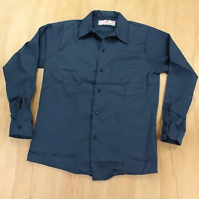 Vtg Usa Made Adolphe Lafont Shirt MEDIUM French Work Blue Utility Mechanic • $15.99