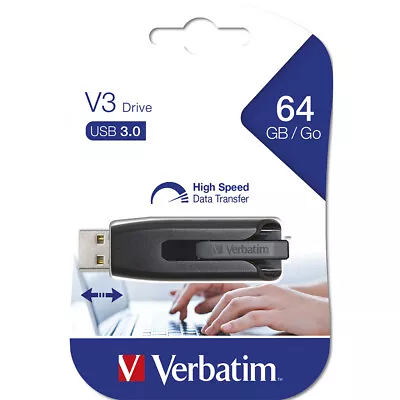 Verbatim Store'n'Go V3 USB 3.0 Stick Flash Drive 64GB Storage For Laptop/PC Grey • $25