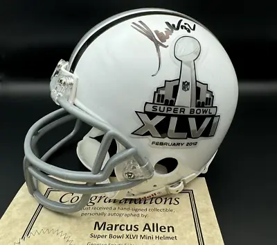 Marcus Allen Signed Autograph Super Bowl XLVI Mini Helmet • $90