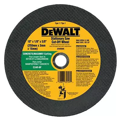  10 Pk Dewalt DW8009 10  Concrete Masonary Cut-Off Wheel/Disc 10  X 1/8  X 5/8  • $59.99