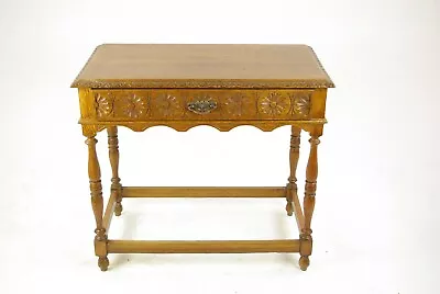 Antique Oak Table Carved Oak Table Tiger Oak Scotland 1910 B1420A • $568.75