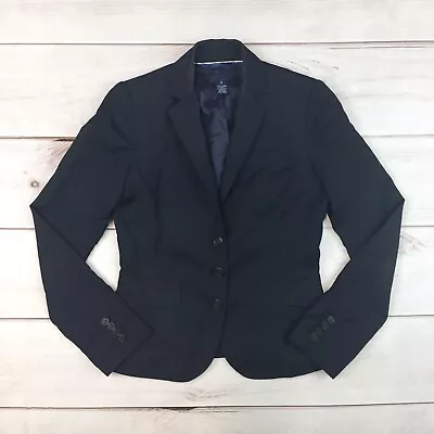 $248 J. Crew Women's 0 Dark Navy Wool Pinstriped 3 Button Blazer Jacket Suiting • $36