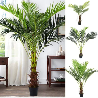 Faux LARGE Artificial Palm Tree In Pot Fake Plant Outdoor Garden Porch Office UK • £35.95