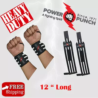 Powerpunch Weight Lifting Gym Training Wrist Support Straps Wraps Bodybuilding • $7.99