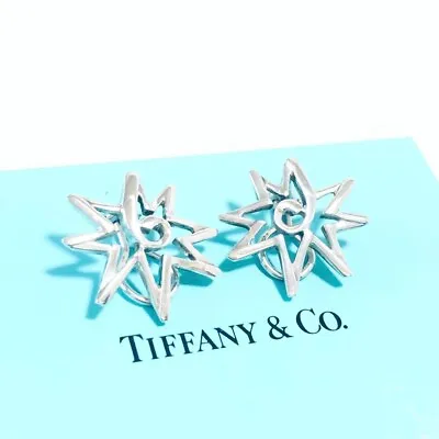 Tiffany & Co. Paloma Picasso Sun Star Clip-on Earrings Sterling Silver 925 • $155