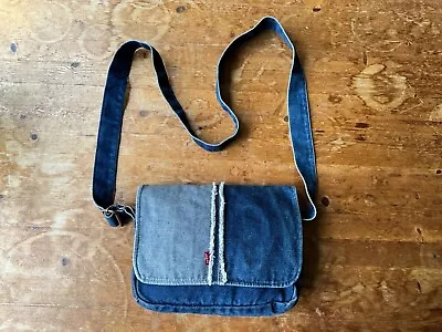 Levi's Blue Denim Vintage Crossbody Bag Saddle Handbag Shoulder Strap Strauss • £24.99