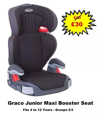 £30 • Buy Graco Junior Maxi Lightweight High-Back Booster Car Seat. 4 To 12 Years. Black.