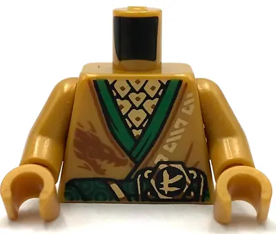 Lego New Pearl Gold Ninjago Minifig Torso Tunic Green Hems Sash Gold Lloyd • $3.40