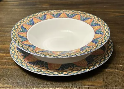 MIKASA SAO PAULO Large Round Serving Bowl 11” & Platter Plate 12  Ultima Mosaic • $41.99