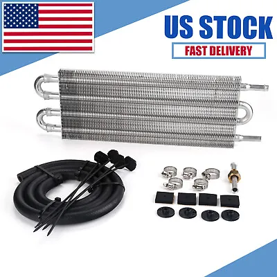 4 Row Radiator Auto-Manual Aluminum Transmission Oil Cooler + Hose /Mounting Kit • $32.40