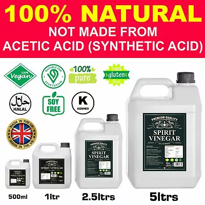 100% Natural White Spirit Vinegar 5% Acidity Cleaning /  Pickling / Cooking • £23.99