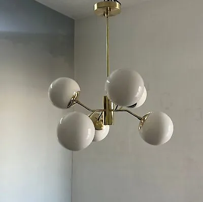 Gorgeous Brass Handmade Atomic Glass Ball Sputnik Chandelier Modern Mid-Century • $309.99