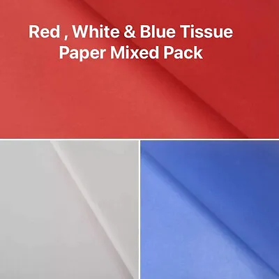 Red White & Blue Wrapping Tissue Paper Mixed Pack Hampers Gifts Wrap Birthday  • £2