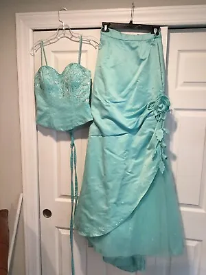 Mori Lee Madeline Gardiner Vintage Beaded Blue Prom Wedding Gown Dress 5/6 Nwt • $57