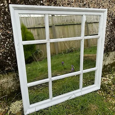 RISTIC WHITE WINDOW WALL MIRROR ENCHANTED GARDEN OUTDOOR SQUARE WALL MIRROR 61cm • £29.99