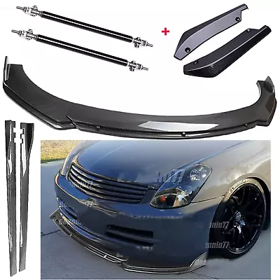 Carbon Fiber Front Bumper Rear Splitter Spoiler Side Skirt For Infiniti G35 G37 • $149.99