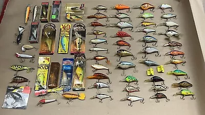 Massive 64 Fishing Lure Lot Vintage And New Rapala Hula Popper Jitterbug Storm • $54