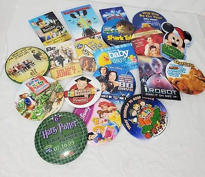 Disney Movie Promo Pins Buttons Lot Of 19 Advertising I Robot Bambi Garfield  • $25.50