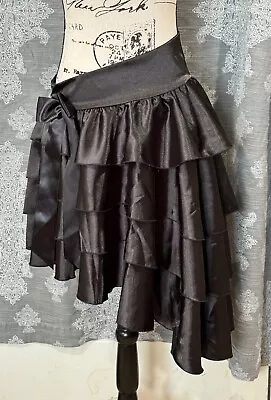 Steampunk Burlesque Style Satin Black Ruffle Skirt High-low • $35