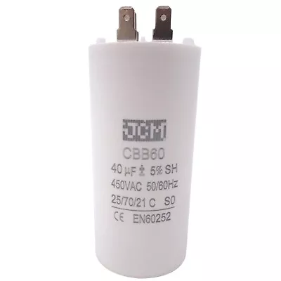 $14.95 • Buy 40UF 450VAC Motor Run Capacitor 450V AC CBB60 40 UF Round White 50/60HZ Cap