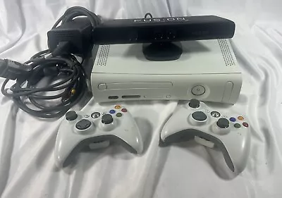 Microsoft Xbox 360 Console 60GB Hard Drive W/ 2 Controller Kinect Tested • $115